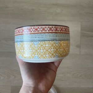 Colorful Patterned Ceramic Food Storage Bowl with Lid
